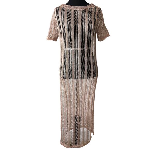 Hera Collections Metallic Rose Gold Chain Link Net Sexy Cover-Up Top Size Small - Picture 1 of 10